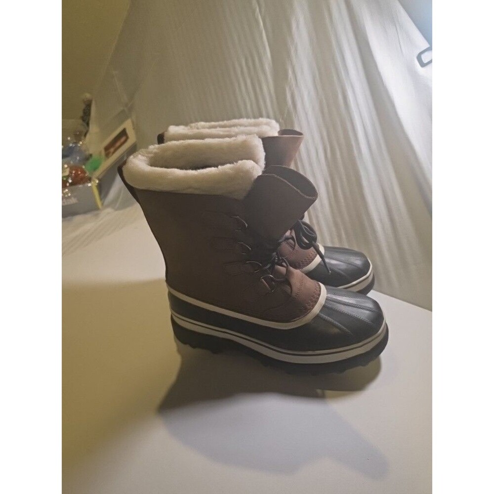 Sorel Caribou Waterproof Insulated Snow Boots Men's Brown Lace-Up Round Toe 9.5
